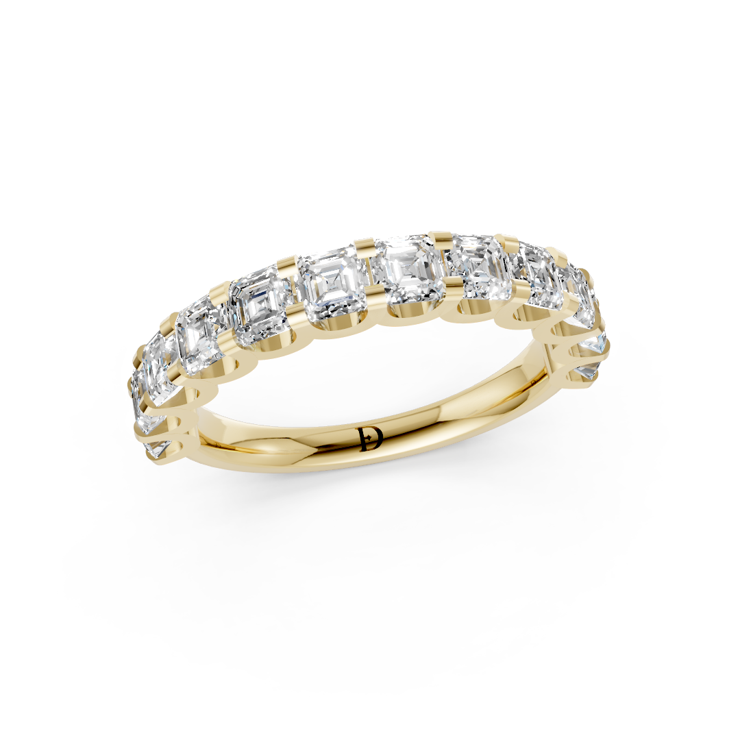 Asscher Diamond U Shaped Wedding Band