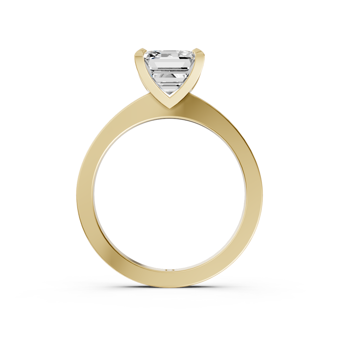 Asscher Cut V-Cathedral Shank Ring
