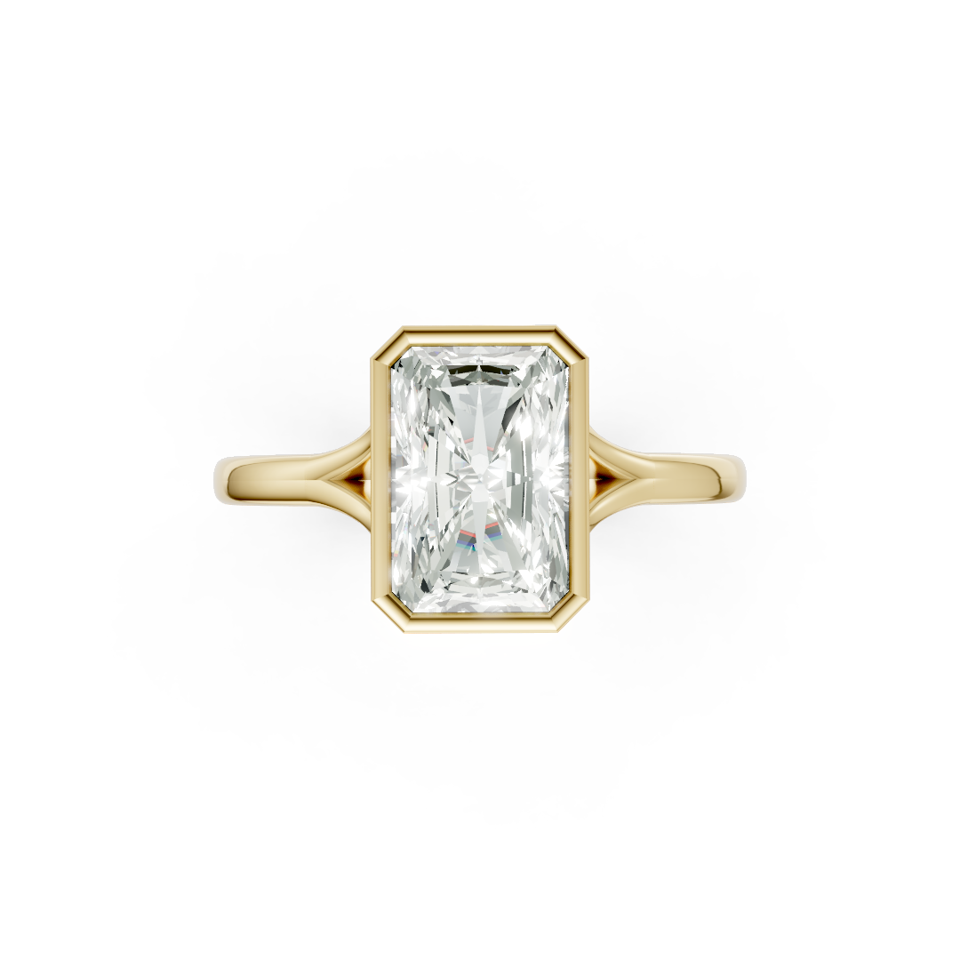 Radiant Bezel Cathedral Shank Ring