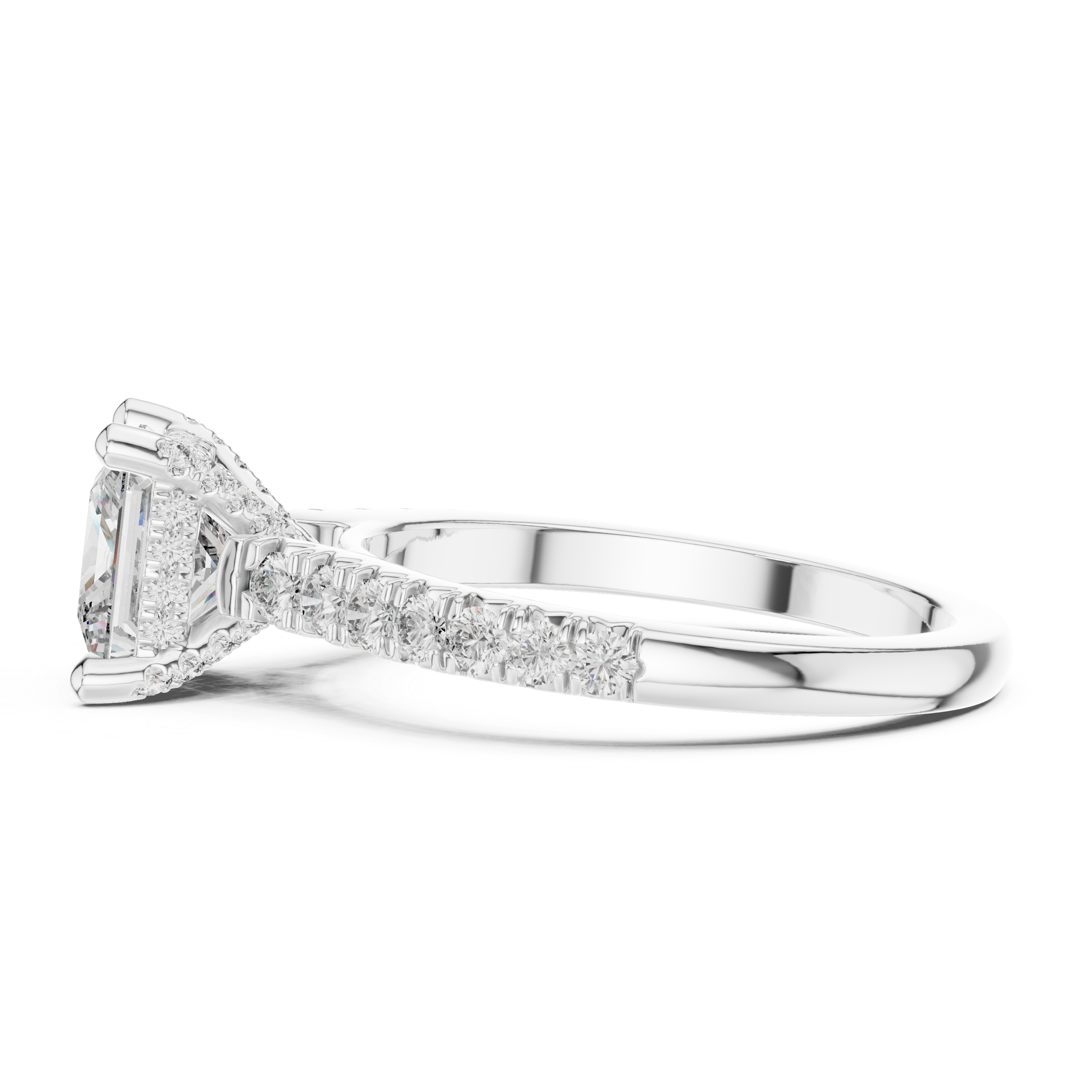 Princess Cut Lab Diamond Cathedral Shank Ring