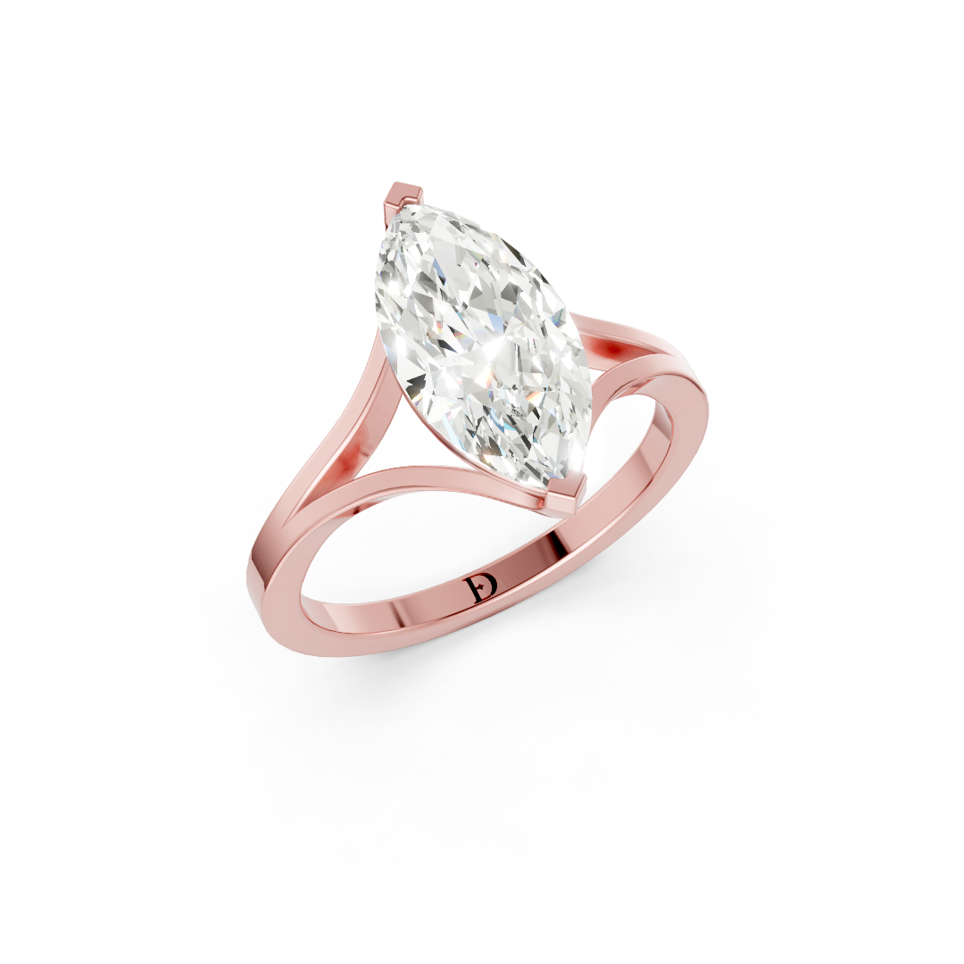 Marquise Cut Minimalist Split Shank Ring