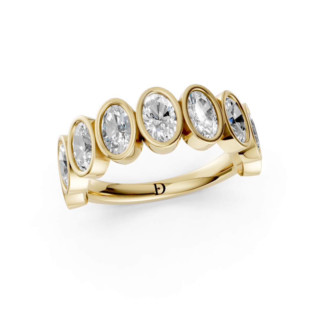Bezel Set Oval Diamond Half Eternity Band