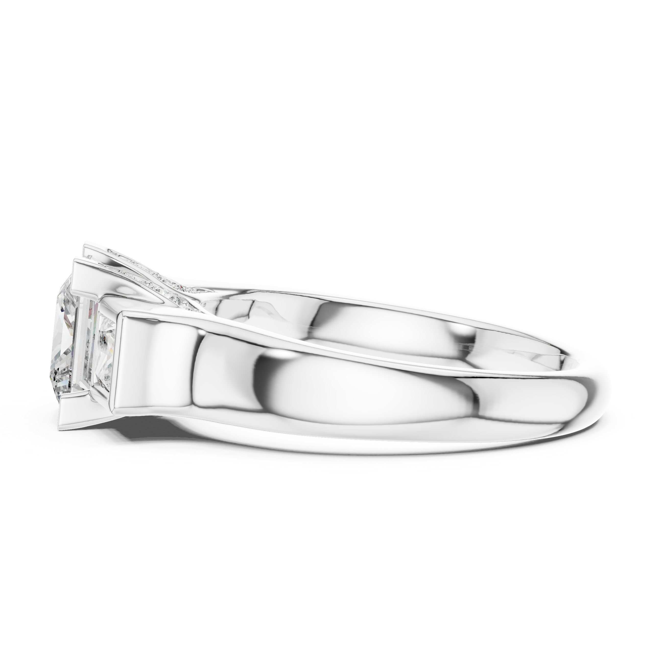 Three Stone Princess Cut Diamond Ring