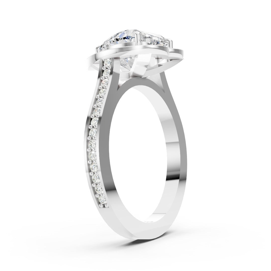 Heart Cut Lab Grown Diamond Halo Engagement Ring