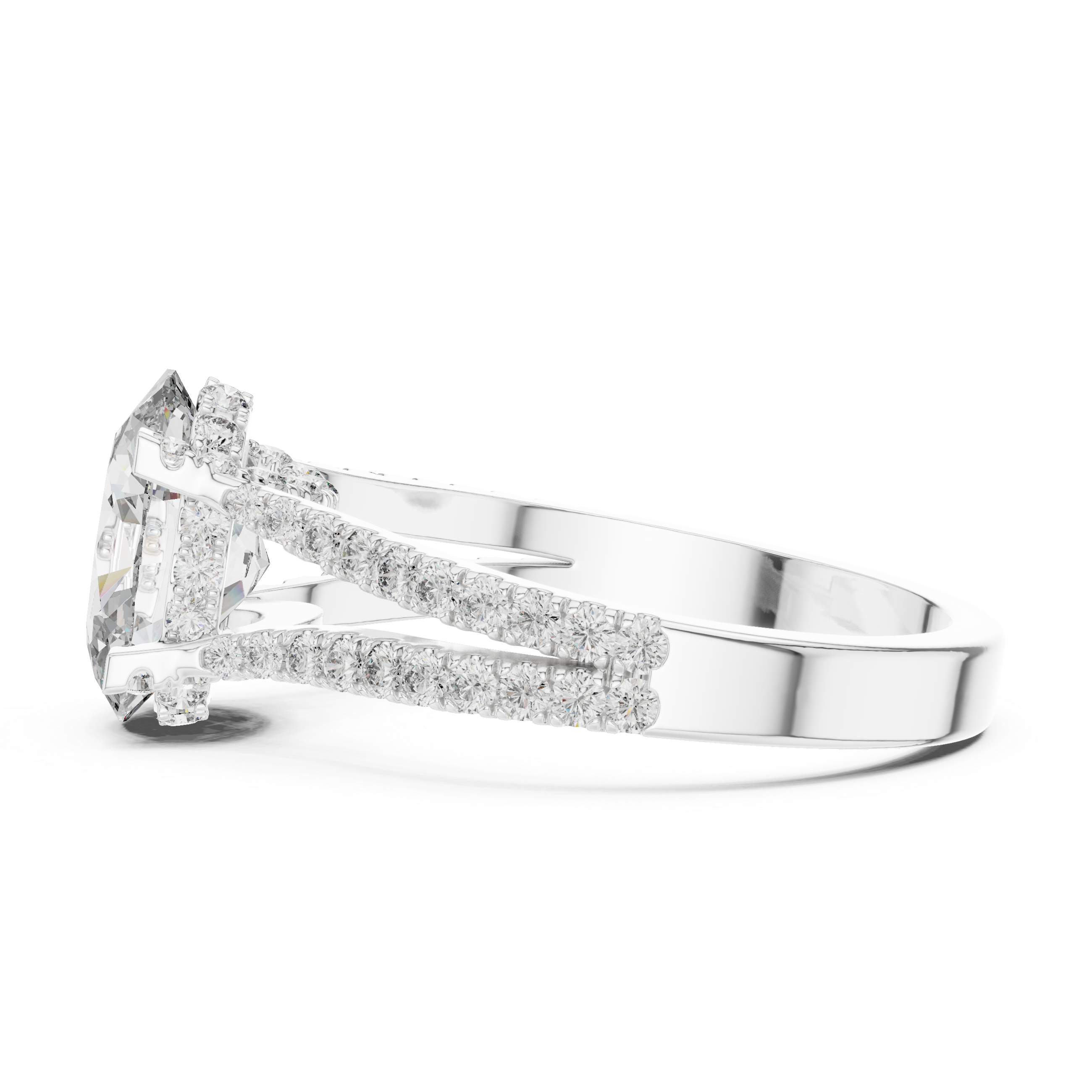 Oval Cut Split Shank Pave Anniversary Ring