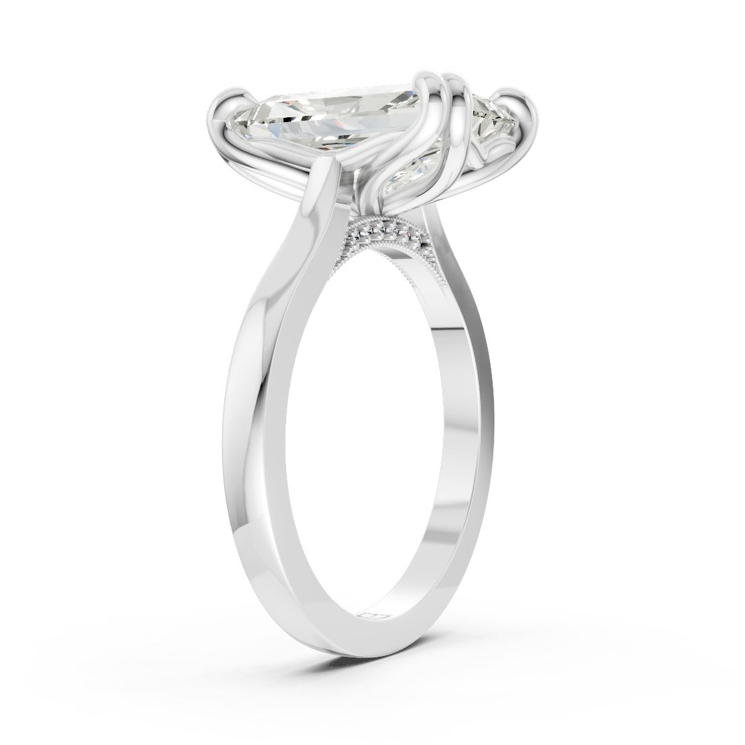 Radiant Cut Diamond Engagement Ring with Concealed Halo