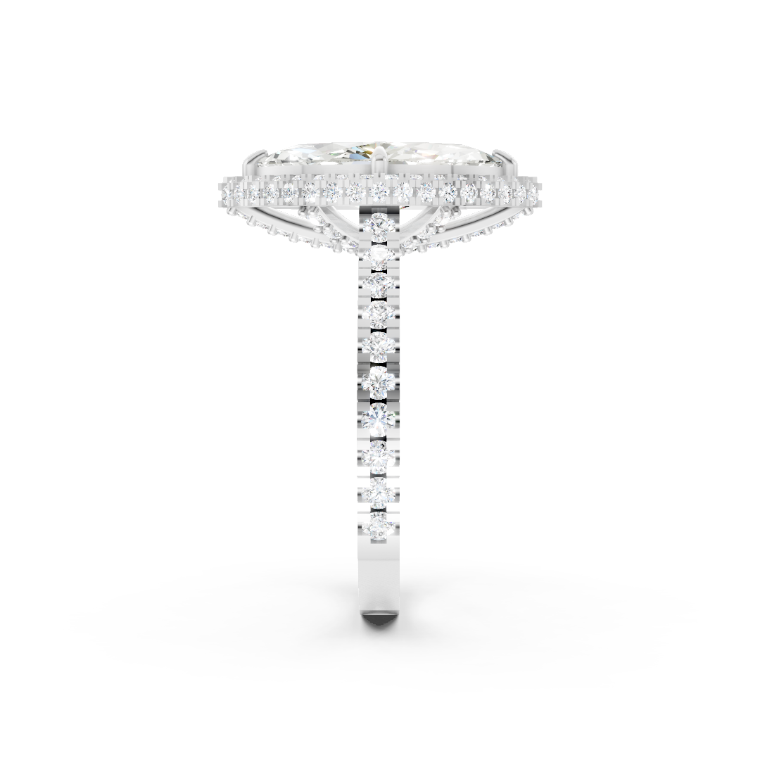 Marquise Diamond Halo Pave Set Ring