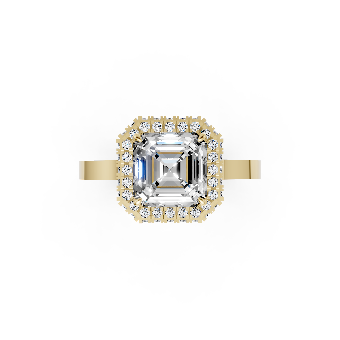 Asscher Diamond Double Halo Ring
