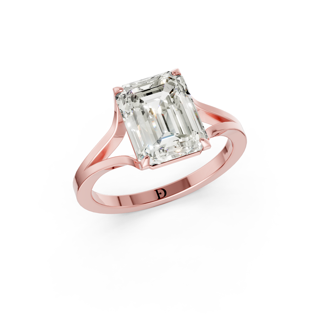 Emerald Cut Minimalist Split Shank Ring