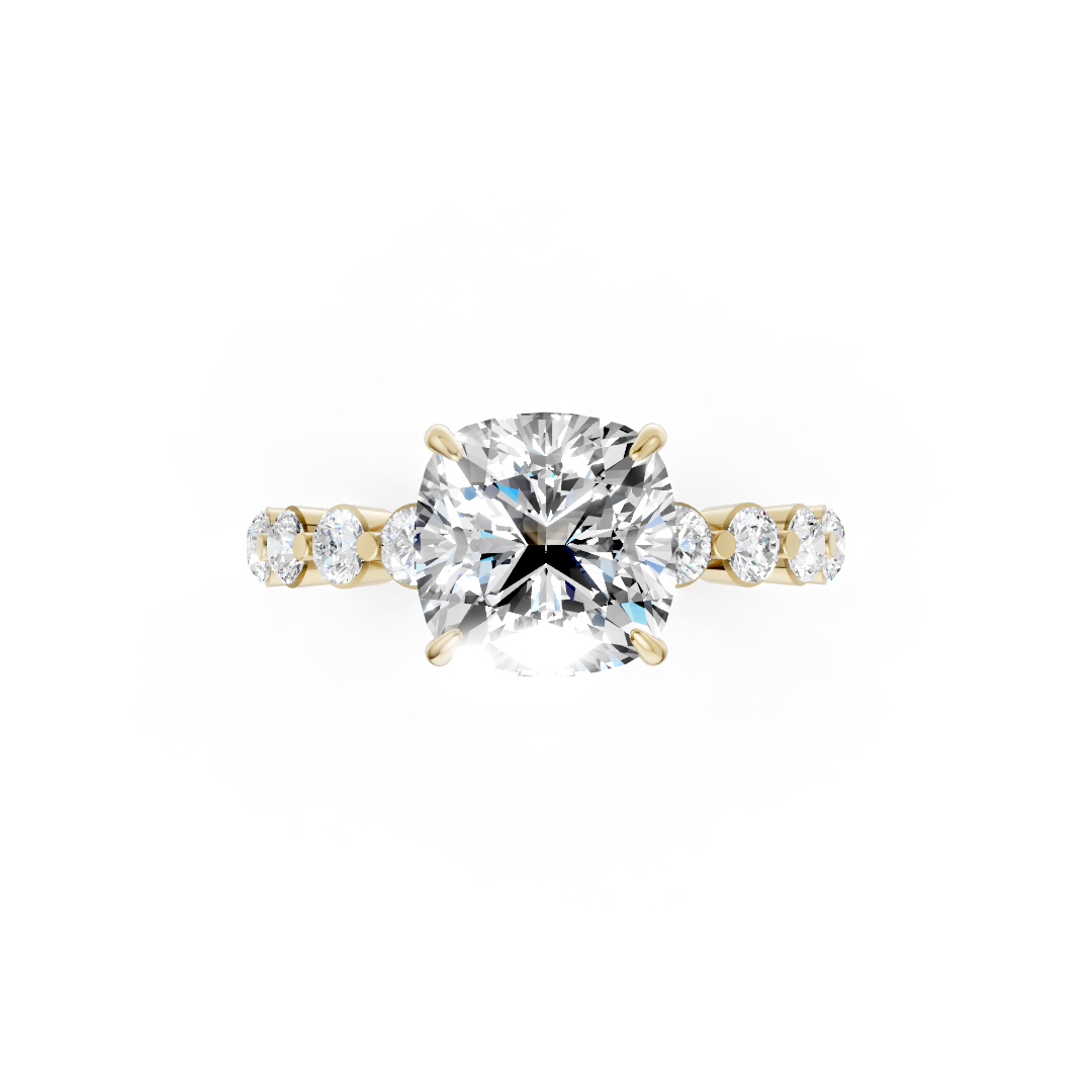 Cushion Diamond Shared Prong Engagement Ring