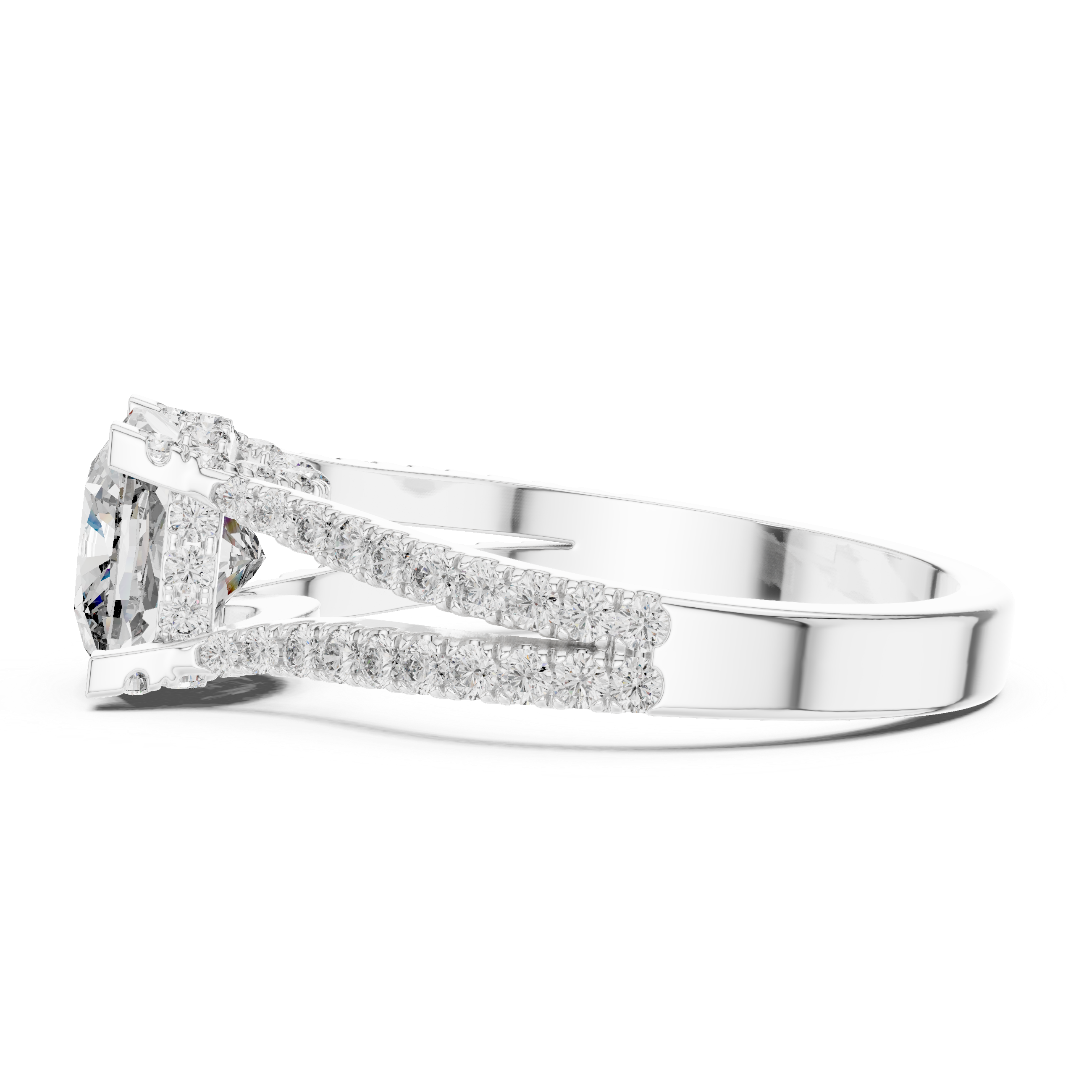 Cushion Cut Split Shank Pave Anniversary Ring