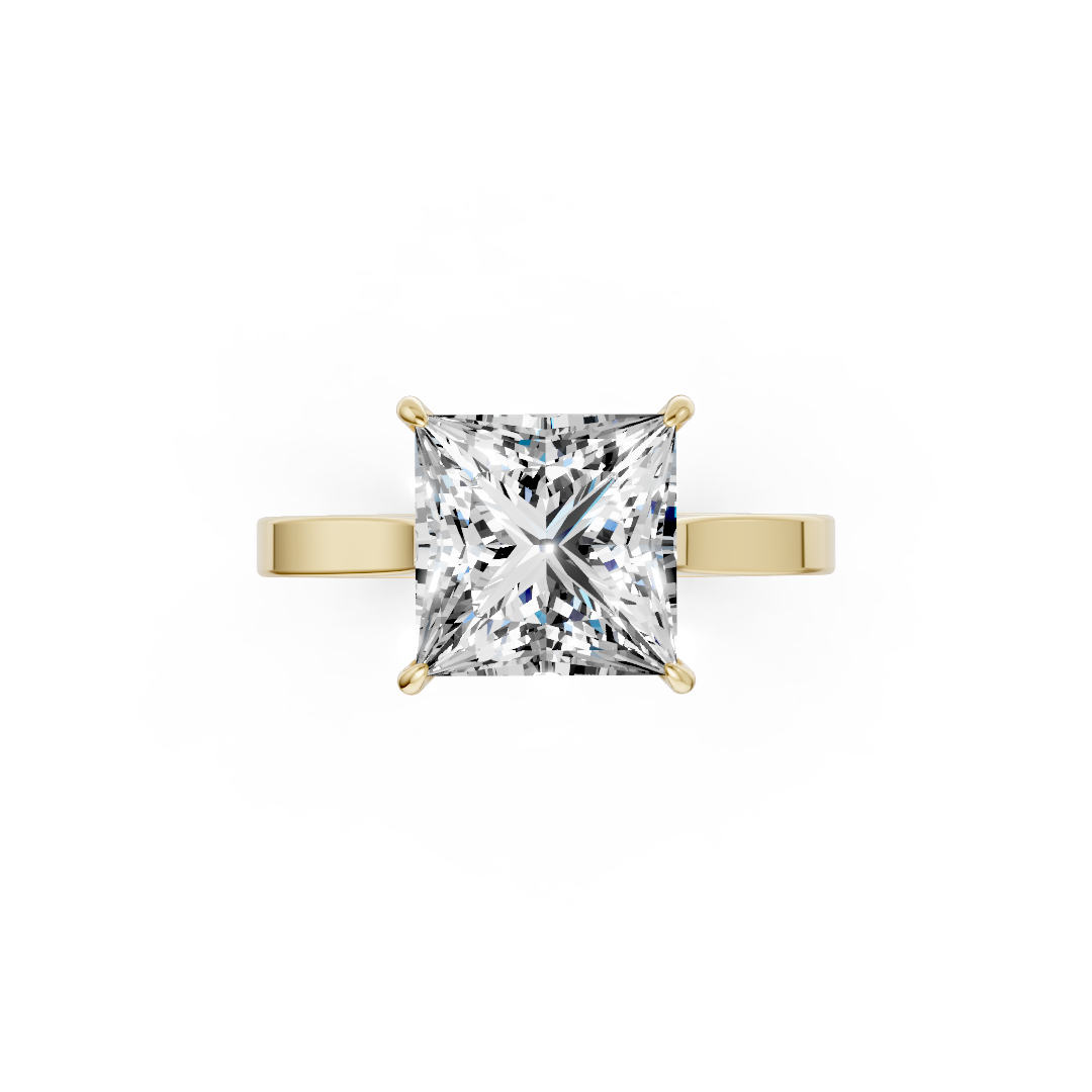 Princess Solitaire Cathedral Shank Ring
