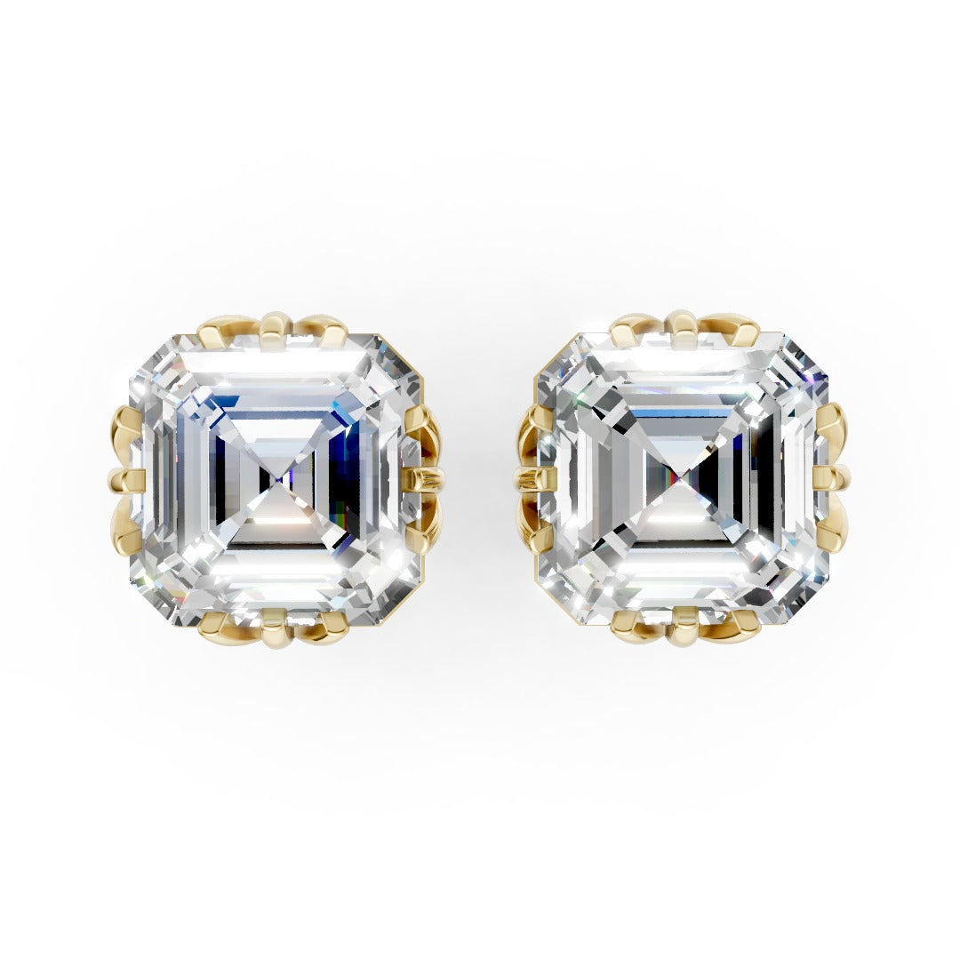 Asscher Brilliant Lab Grown Diamond Stud Earrings