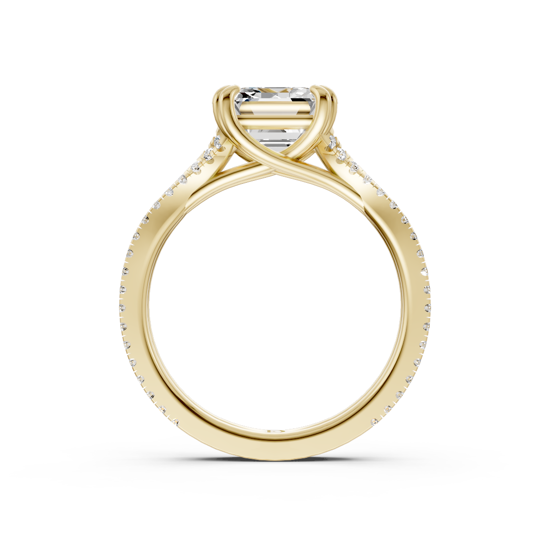 Asscher Diamond Double Band Engagement Ring