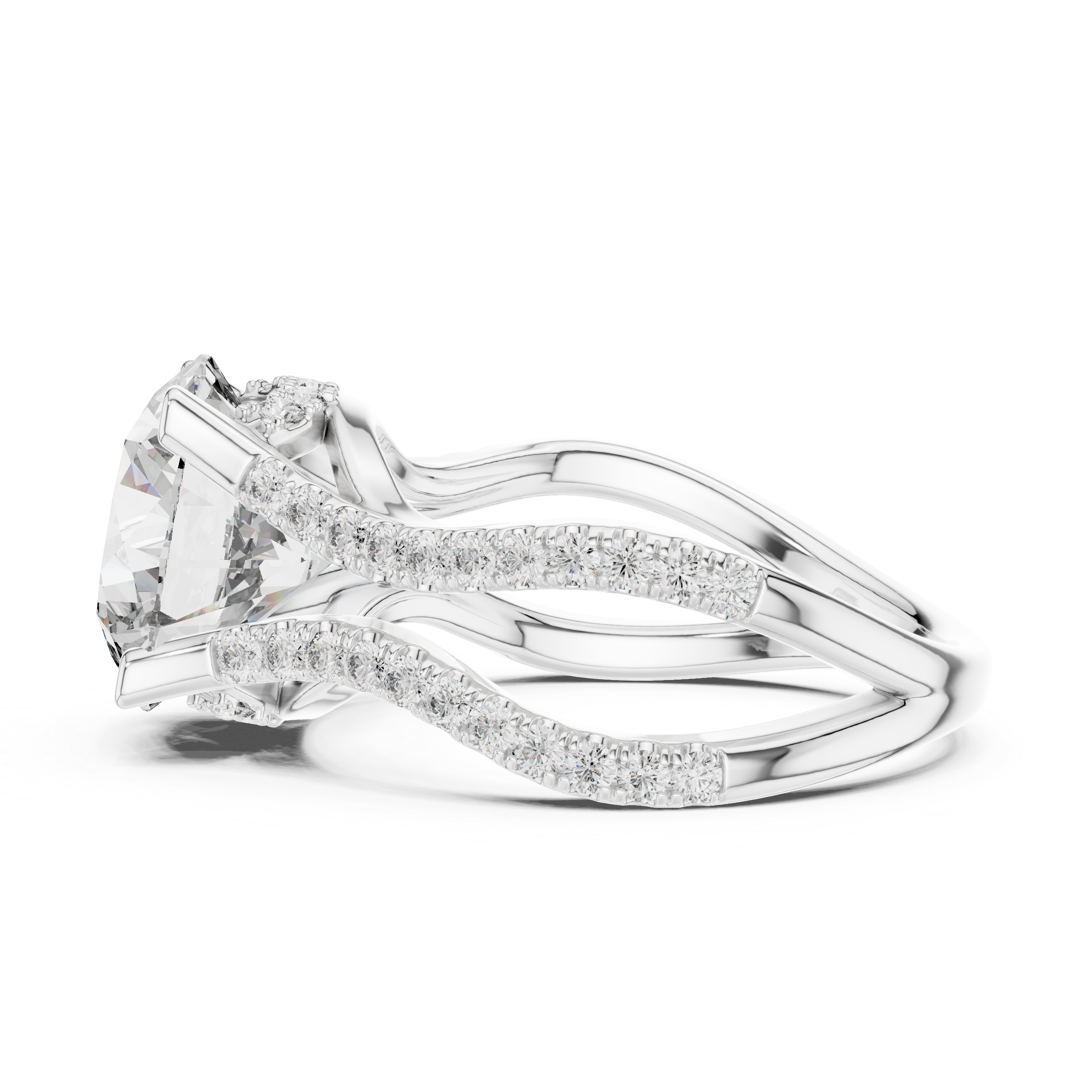 Round Diamond Split Shank Engagement Ring