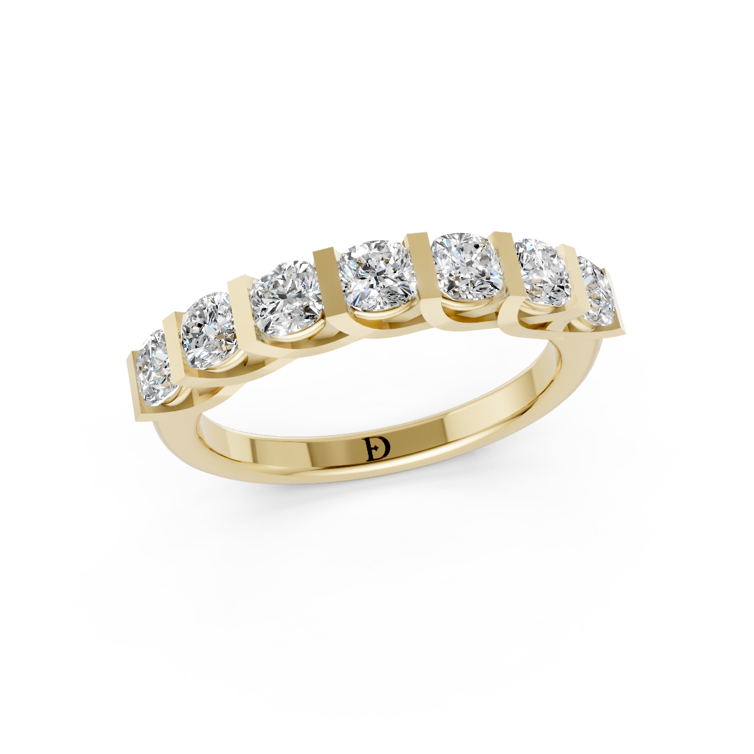 Channel Set Cushion Diamond Half Eternity Band