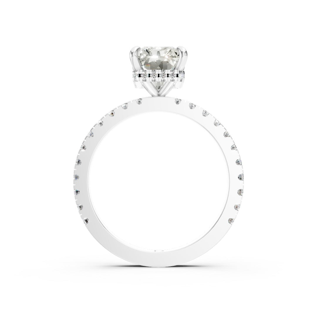 Radiant Diamond With Hidden Halo Anniversary Ring