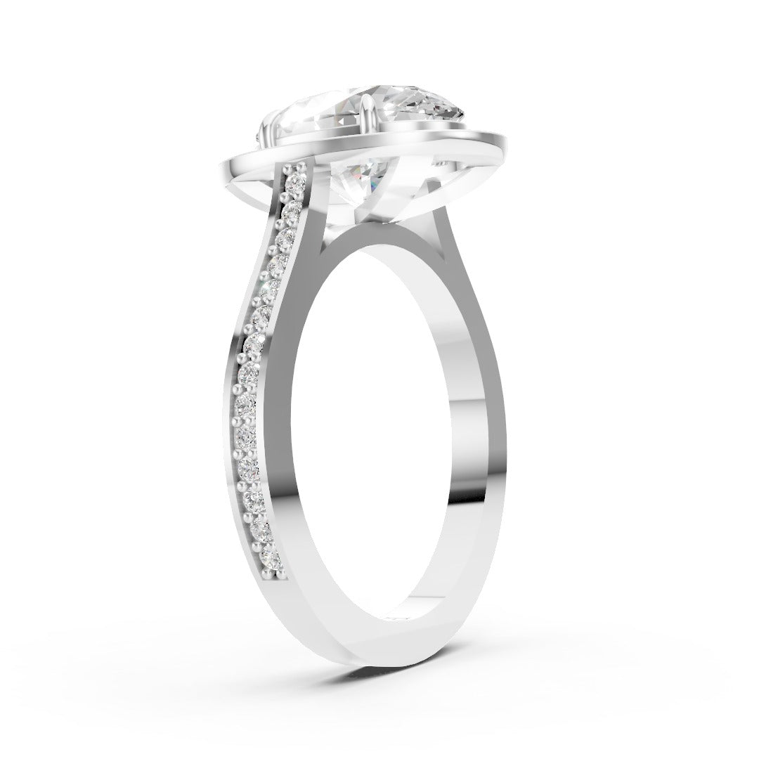 Oval Cut Lab Grown Diamond Halo Engagement Ring