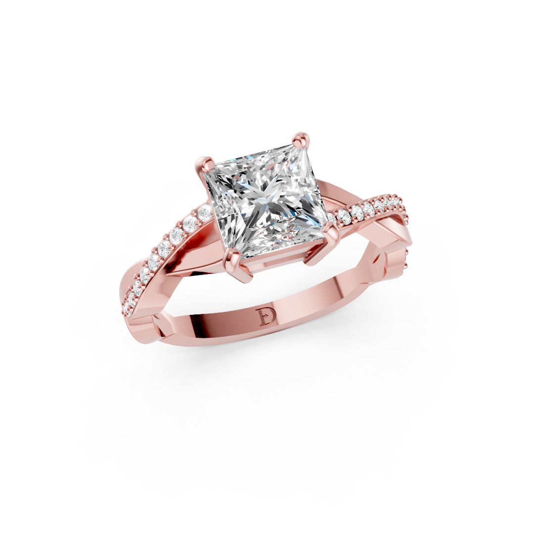 Princess Cut Diamond Pave Set Criss-Cross Ring