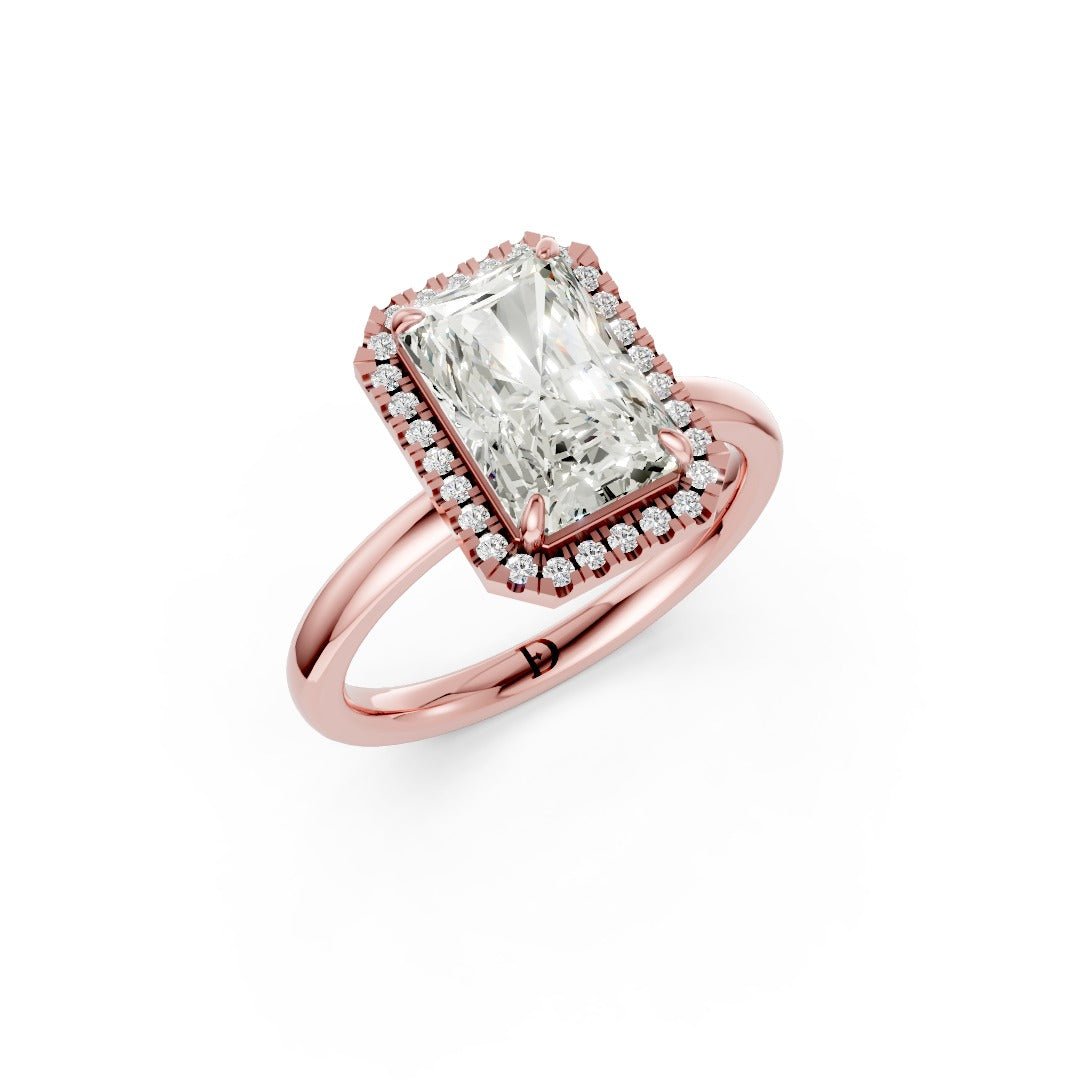 Radiant Cut Lab Created Diamond Halo Anniversary Ring