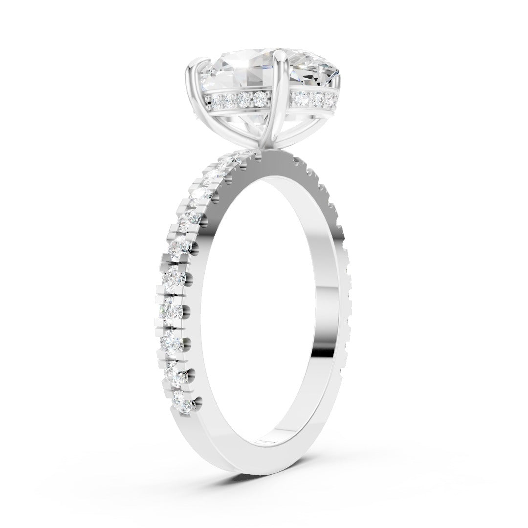 Oval Diamond With Under-Halo Settings Ring