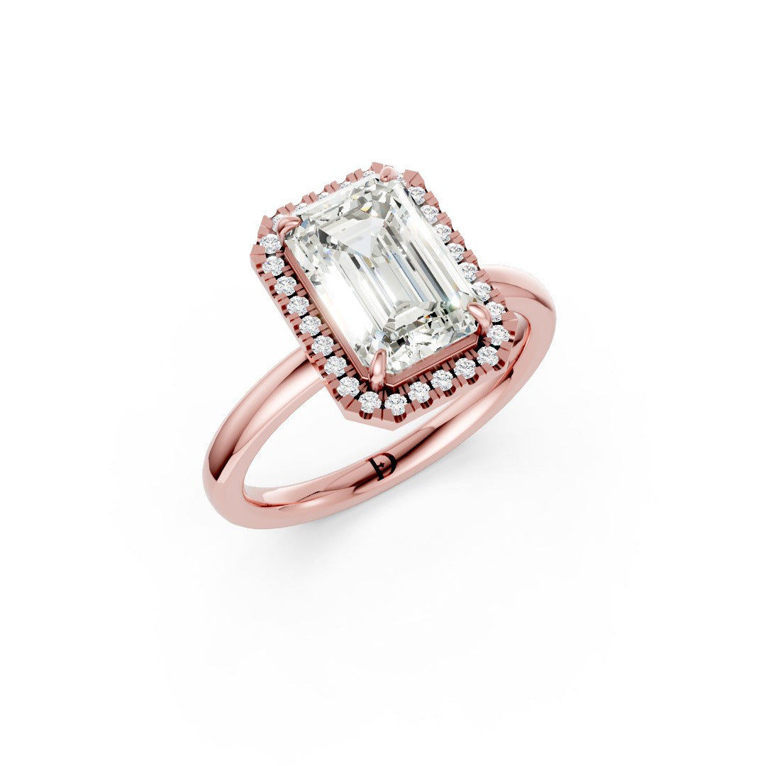 Emerald Cut Lab Created Diamond Halo Anniversary Ring