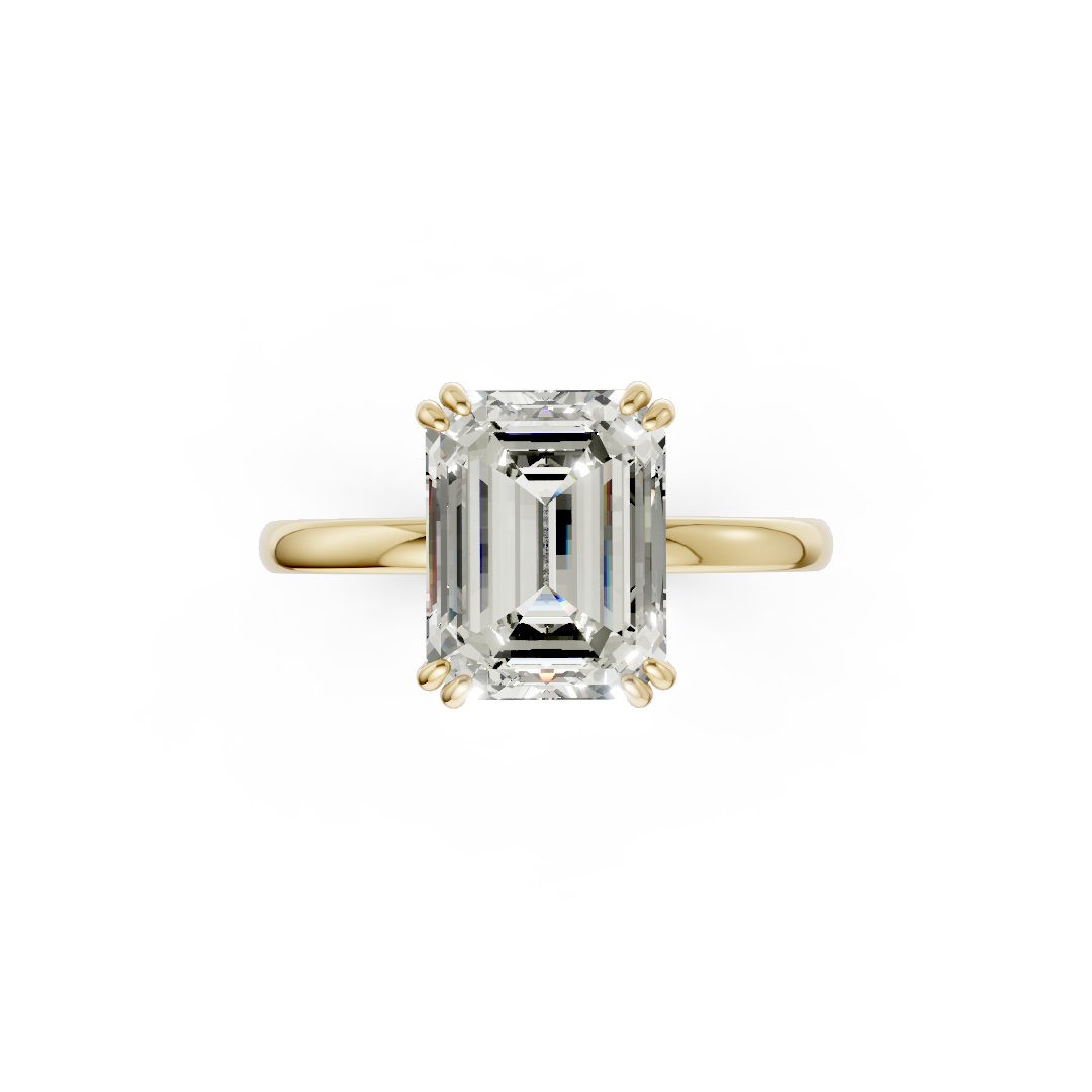 Double Prong Emerald Solitaire Ring