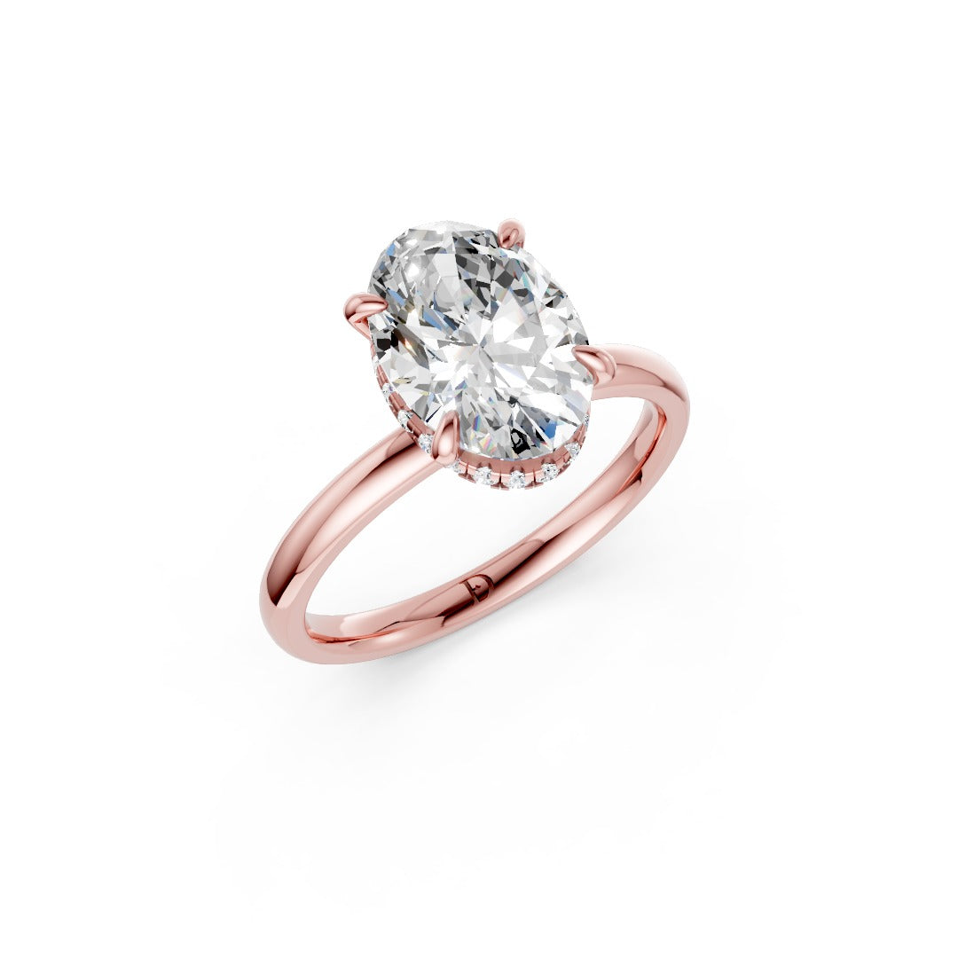 Hidden Halo Oval Cut Diamond Engagement Ring