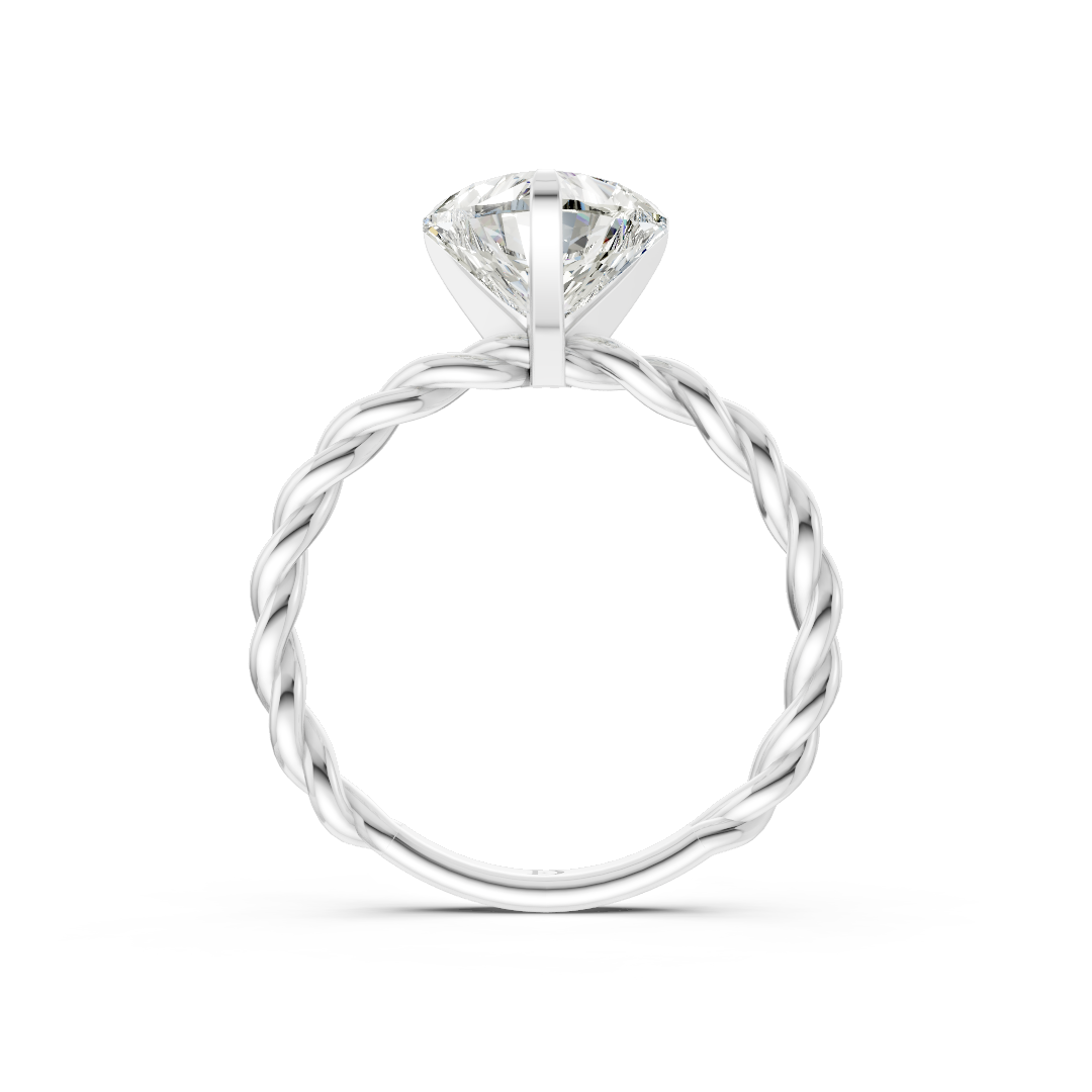 Heart Diamond Twisted Shank Ring