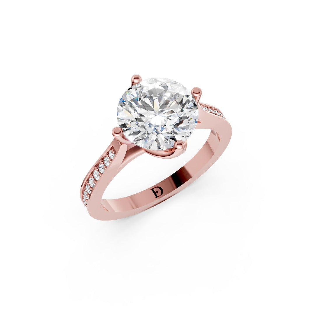 Elegant Round Cut Diamond Ring With Delicate Pavé Band