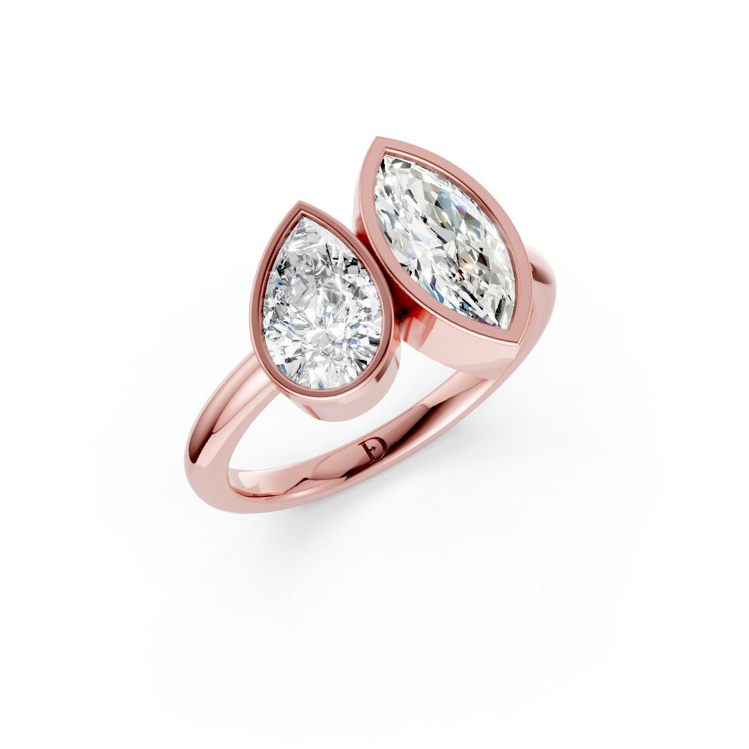Toi at Moi Bezel Set Pear and Marquise Cut Diamond Anniversary Ring