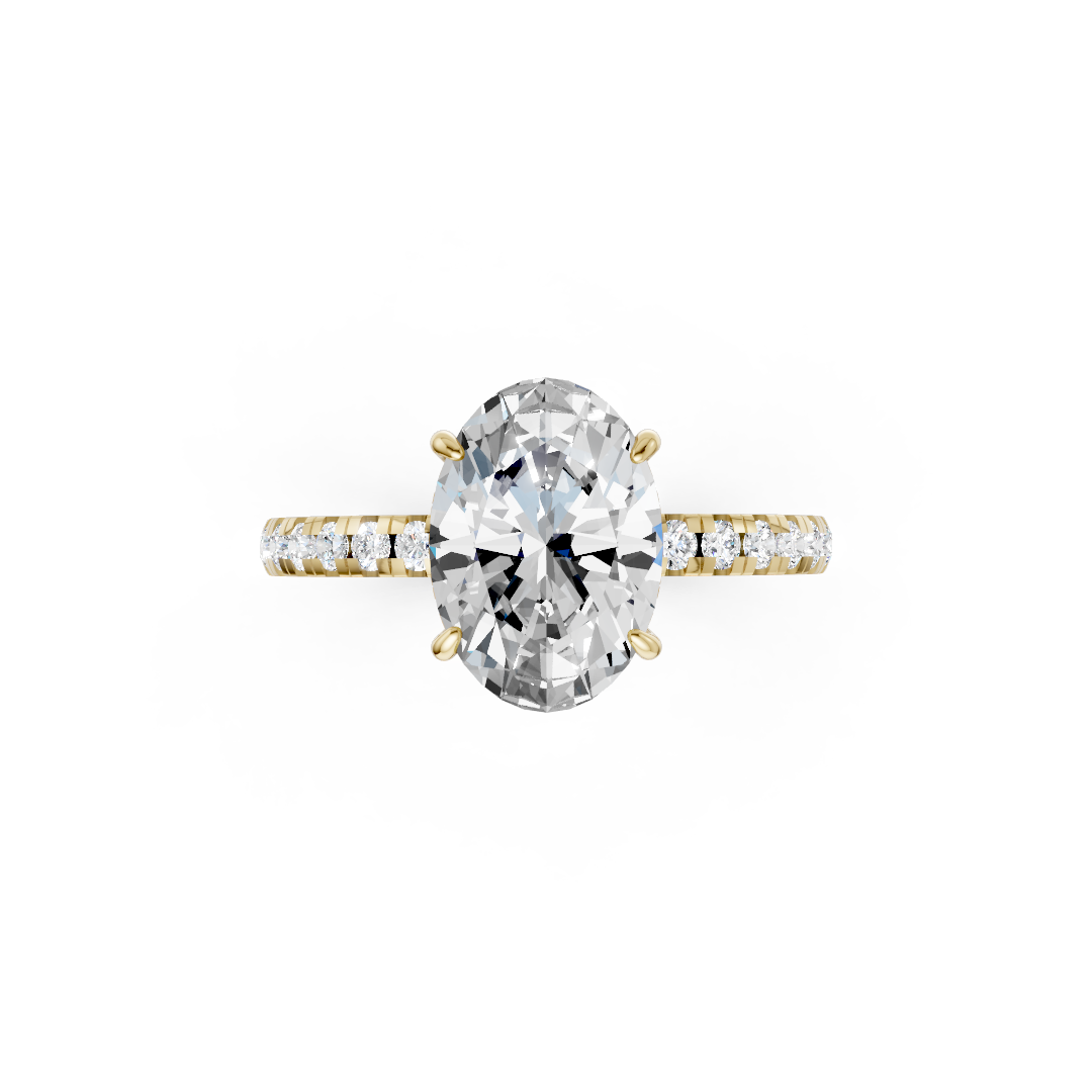 Oval Cut Hidden Halo Pave Set Ring