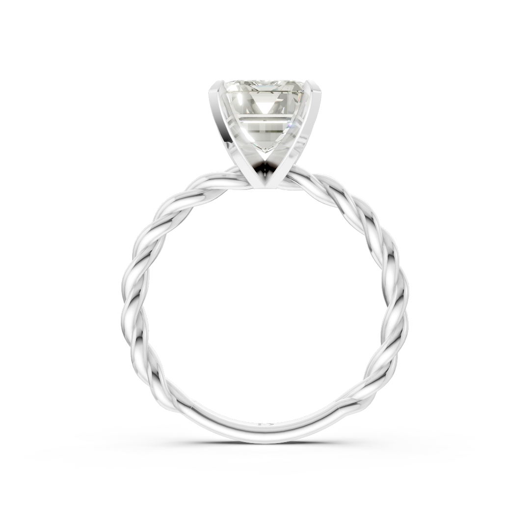 Emerald Diamond Twisted Shank Ring