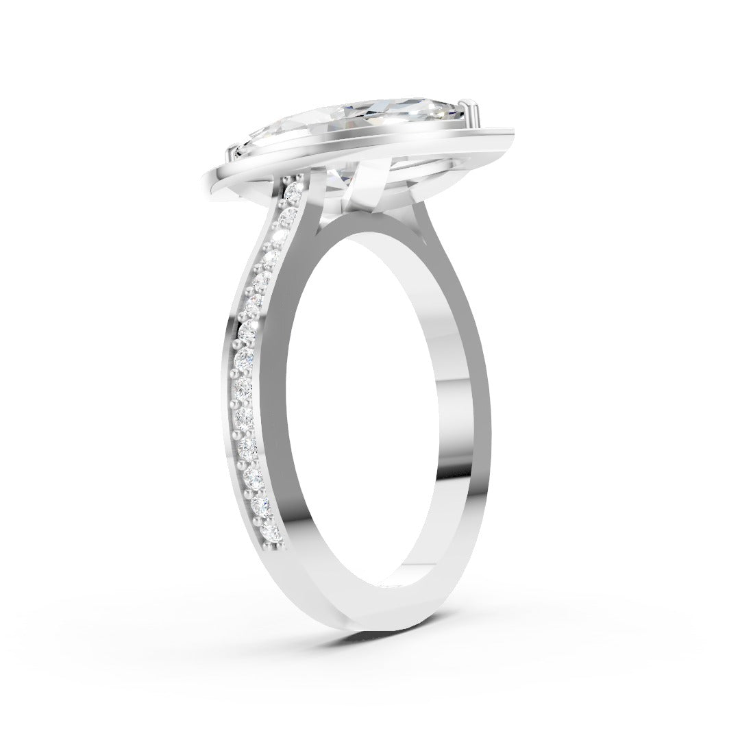 Marquise Cut Lab Grown Diamond Halo Engagement Ring