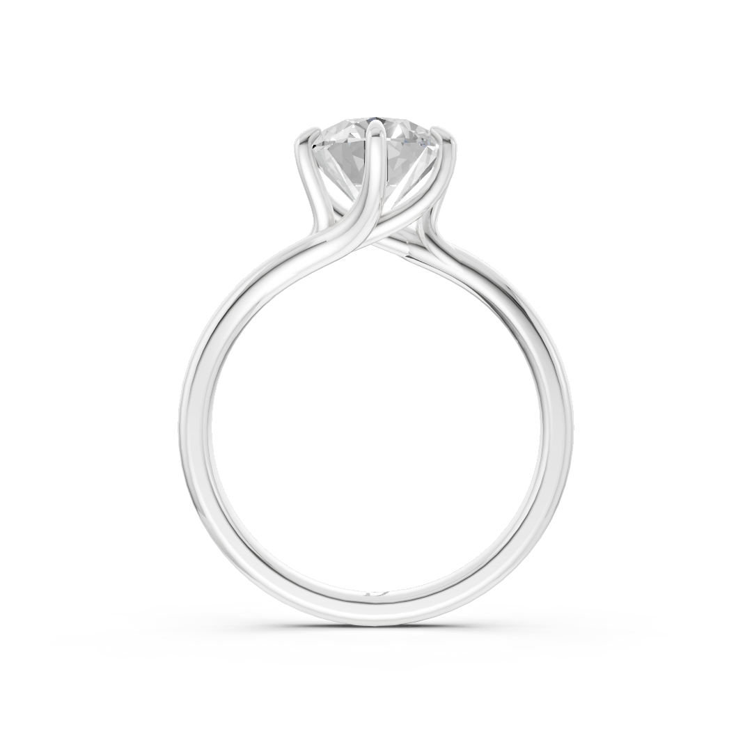 Oval Diamond Bypass Shank Solitaire Ring