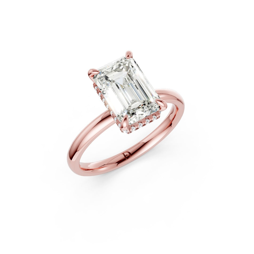 Hidden Halo Emerald Cut Diamond Engagement Ring