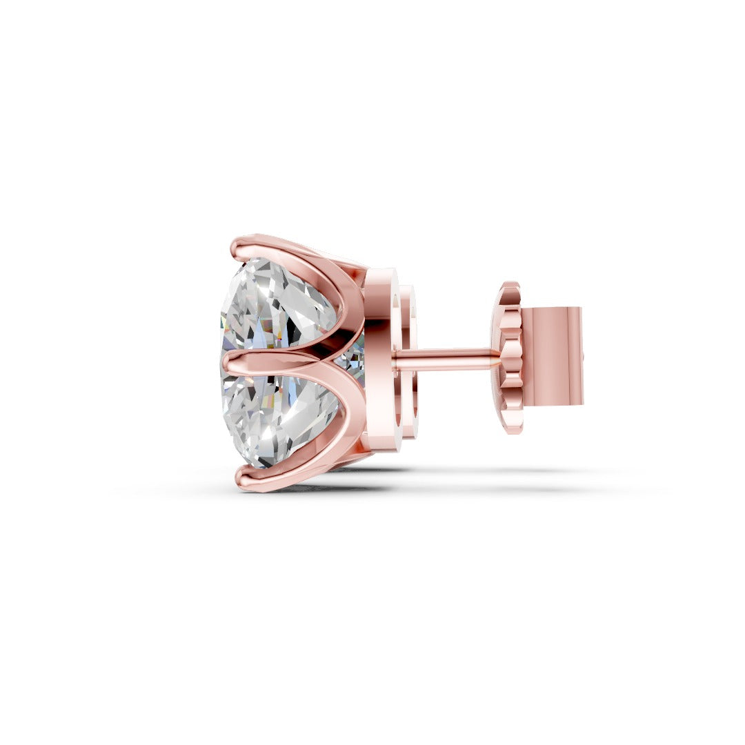 Cushion Cut Lab Diamond Six Prong Crown Stud Earrings