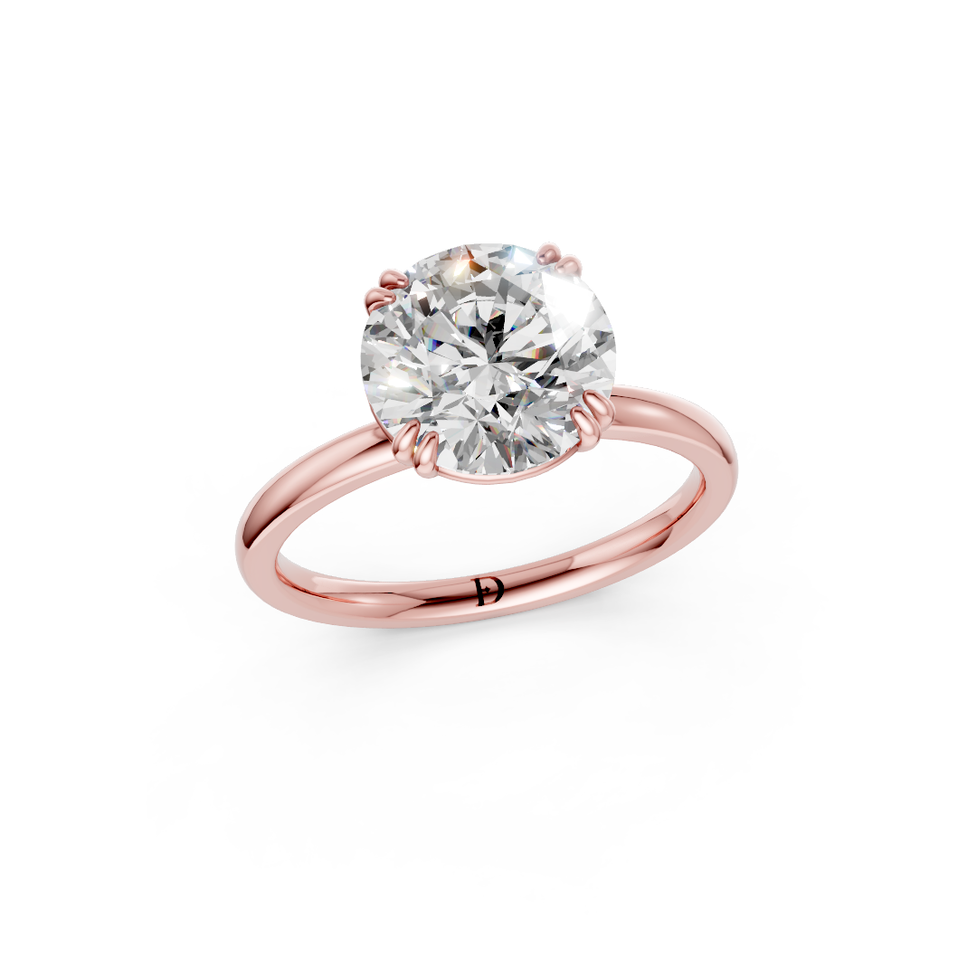 Double Prong Round Solitaire Ring
