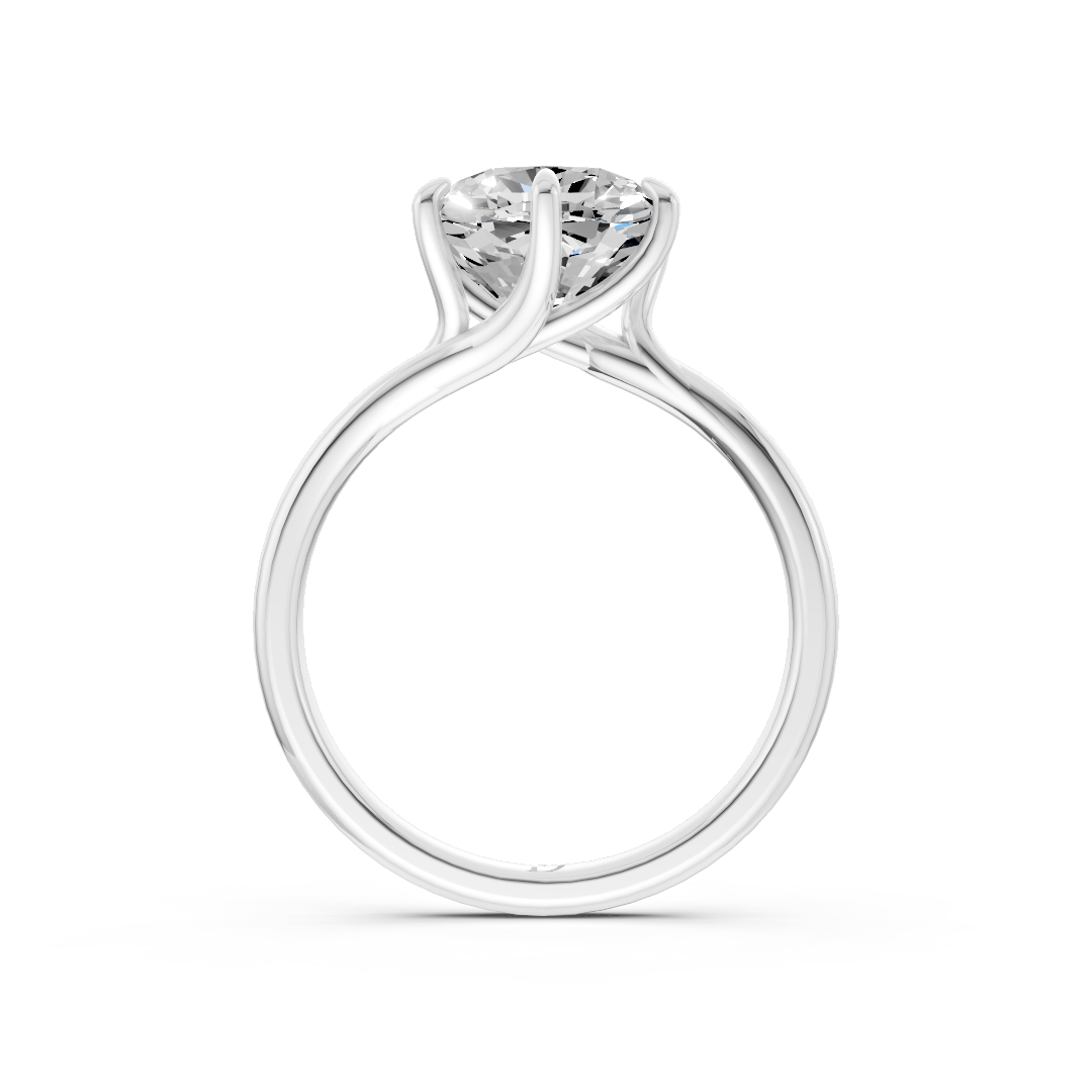 Cushion Diamond Bypass Shank Solitaire Ring
