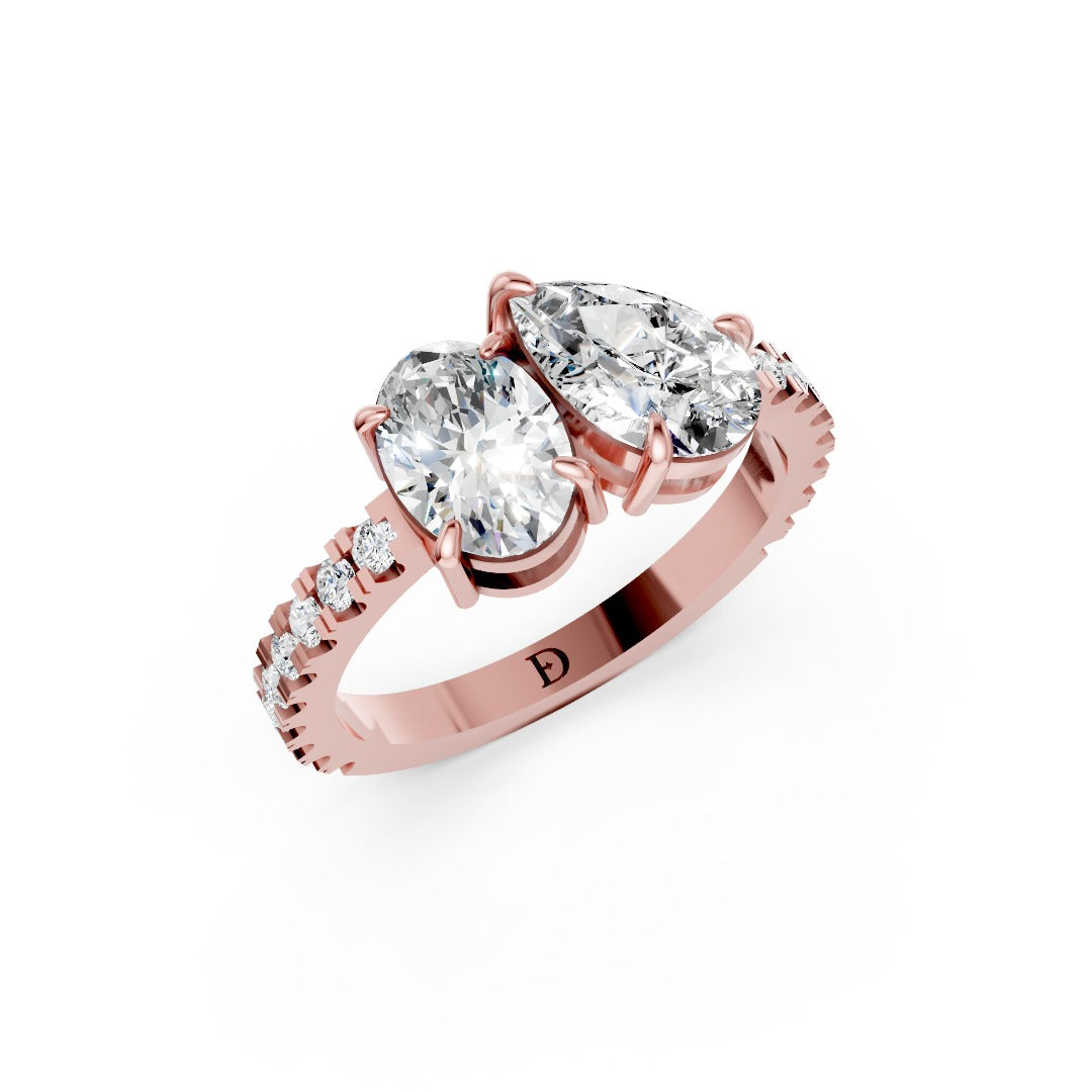 You And Me Oval And Pear Diamond Ring