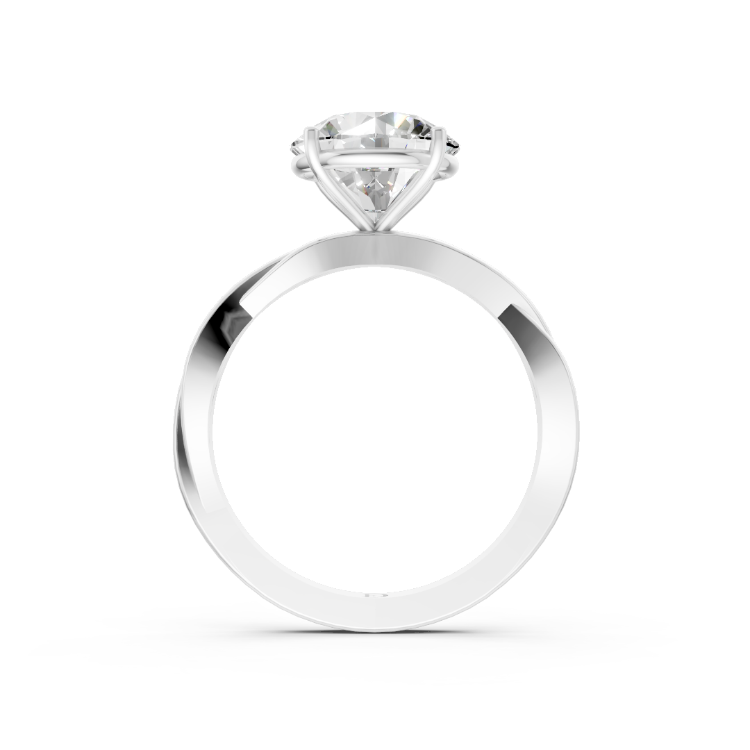 Round Cut Diamond Crisscross Ring