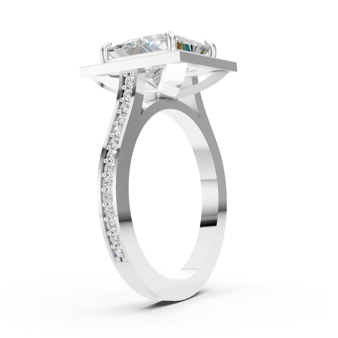 Princess Cut Lab Grown Diamond Halo Engagement Ring