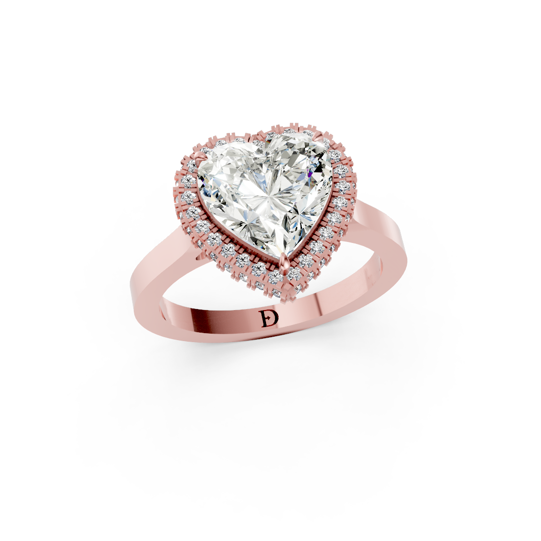 Heart Diamond Double Halo Ring
