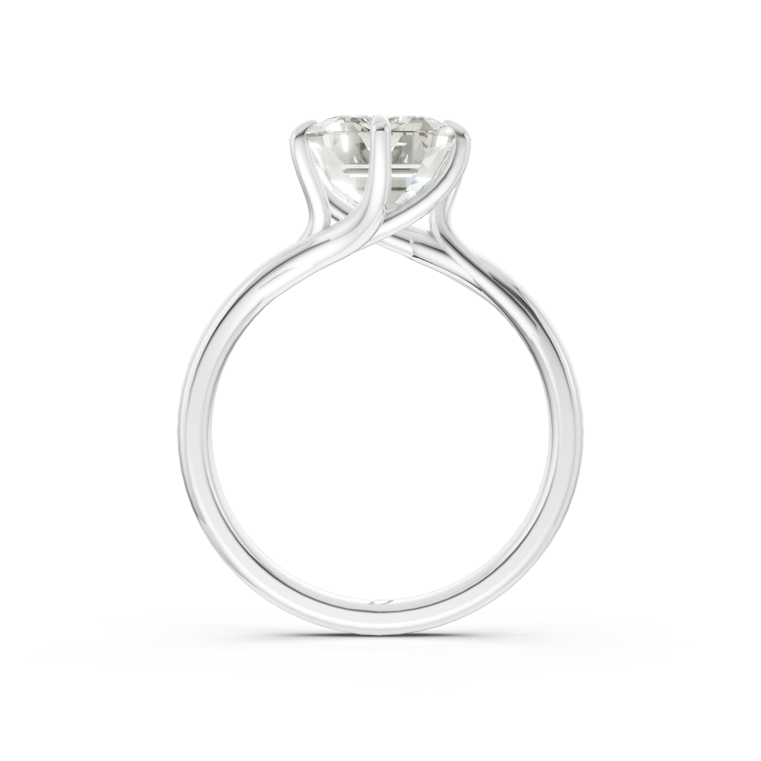 Emerald Diamond Bypass Shank Solitaire Ring