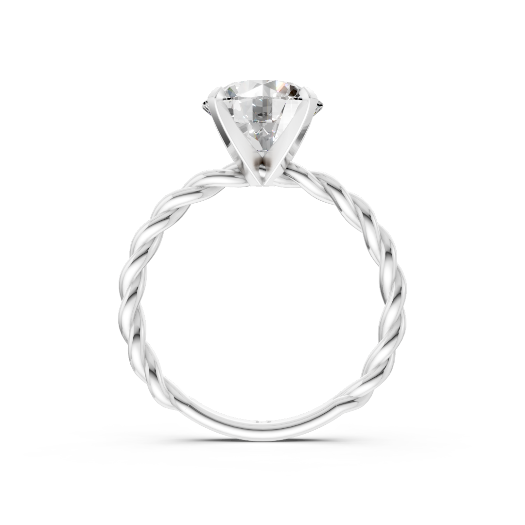 Round Diamond Twisted Shank Ring