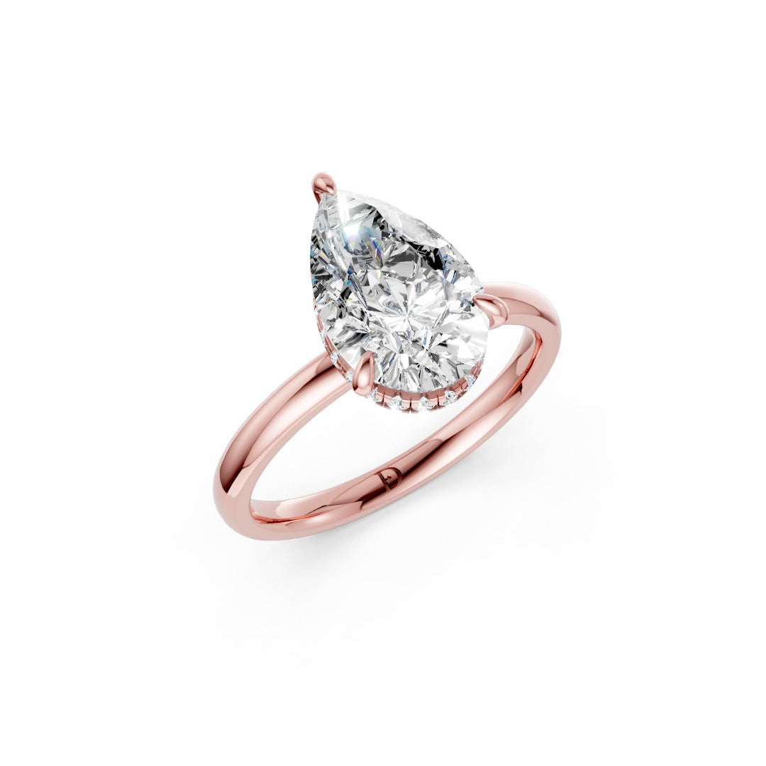 Hidden Halo Pear Cut Diamond Engagement Ring