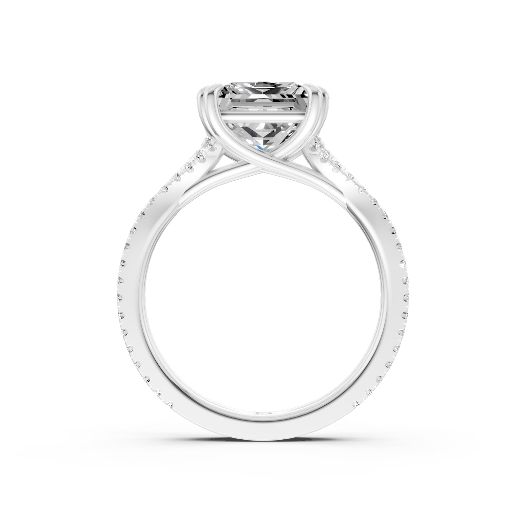 Princess Diamond Double Band Engagement Ring