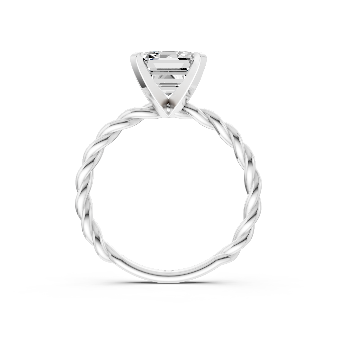Asscher Diamond Twisted Shank Ring