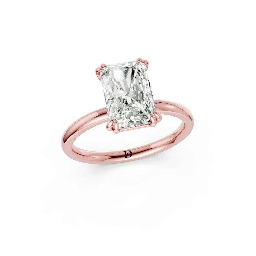 Double Prong Radiant Solitaire Ring