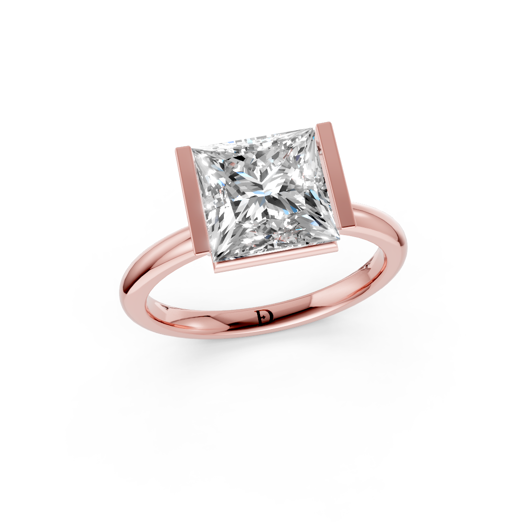 Princess Cut Half Bezel Set Ring